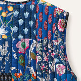 Floral Mixed - Reversible Vintage Patchwork Quilted Vest Tie-Front Waistcoat
