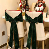 Christmas Velvet Chair Bow Sash, 29×19 inch Green Chair Back Decor