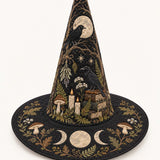 Moonlit Raven Enchanted Library Gothic Handcrafted Quilted Witch Hat