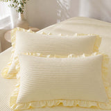 H.PAI Ruffled Chiffon Quilted Pillow Sham Set of 2