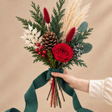 Christmas Red Rose Evergreen Preserved Bouquet