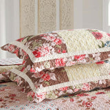 Rose Garden Patchwork Quilted 3-Piece Bedding Set