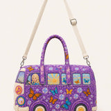 Retro Country Music Butterfly Van Quilted Duffle Bag
