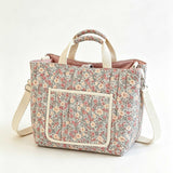 Floral Quilted Convertible Mommy Diaper Tote Bag