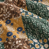 Botanical Floral Patchwork Quilted 3-Piece Bedding Set