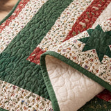 Vintage Christmas Star Patchwork Quilted 3-Piece Bedding Set