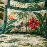 H.PAI Tropical Botanical Quilted 3-Piece Bedding Set – Luxury Quilted Bedding with Matching Pillow Shams