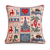 Nordic Christmas Reindeer & Gift Car Quilted Pillow Cover