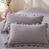 H.PAI Ruffled Chiffon Quilted Pillow Sham Set of 2