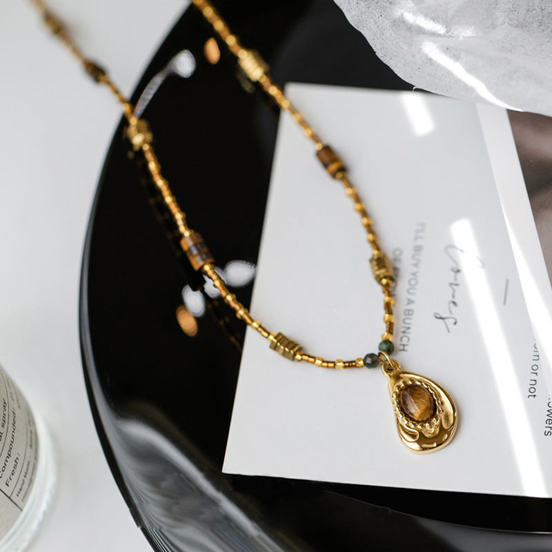 Vintage natural tiger eye necklace