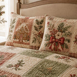Gingerbread Christmas Patchwork Quilted 3-Piece Bedding Set