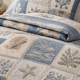 Coastal Ocean Quilted 3-Piece Bedding Set – Luxury Quilted Bedding with Matching Pillow Shams