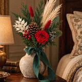 Christmas Red Rose Evergreen Preserved Bouquet