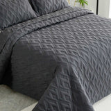 Washed Cotton Solid Color Quilted 3‑Piece Bedding Set