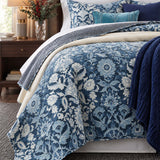 Indigo Botanical Tapestry 100% Cotton Quilted Bedding Set
