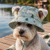 Personalized Lake Adventure Quilted Dog Hat – Custom Pet Name With Ear Holes