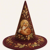 H.PAI Autumn Fox Woodland Cottage Handcrafted Quilted Witch Hat