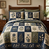 H.PAI Botanical Garden Quilted 3-Piece Bedding Set – Luxury Quilted Bedding with Matching Pillow Shams