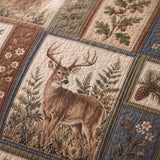 Woodland Deer Botanical Quilted 3-Piece Bedding Set
