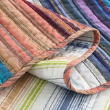 Retro Boho Multicolor Striped 100% Cotton Quilted 3-Piece Bedding Set