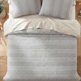 Minimalist Grey Stripe Quilted 3‑Piece Bedding Set