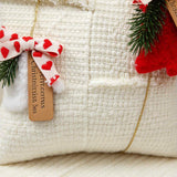 Cream Christmas Tree Bell Fringed Lumbar Pillow Cover