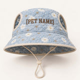 Personalized Flower Quilted Dog Hat – Custom Pet Name With Ear Holes
