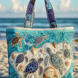 Different Turtles Quilted Tote Bag