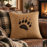 Bear Paw Rustic Cabin Quilted Pillow Cover