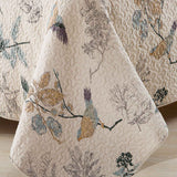 Cottage Style Nature Bird Floral Foliage Quilted 3‑Piece Bedding Set