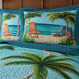 Tropical Palm Tree Quilted 3-Piece Bedding Set – Luxury Quilted Bedding with Matching Pillow Shams