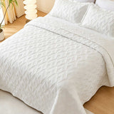 Washed Cotton Solid Color Quilted 3‑Piece Bedding Set