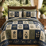 H.PAI Botanical Garden Quilted 3-Piece Bedding Set – Luxury Quilted Bedding with Matching Pillow Shams