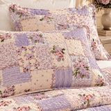 Lavender Floral Patchwork Quilted 3-Piece Bedding Set