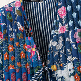Floral Mixed - Reversible Vintage Patchwork Quilted Vest Tie-Front Waistcoat