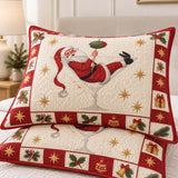 Jolly Santa Martini Christmas Quilted 3-Piece Bedding Set