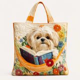 Book Shih Tzu Quilted Tote Bag