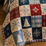 Snowflake Christmas Patchwork Quilted 3-Piece Bedding Set