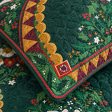 Folk Art Angel Christmas Tree Quilted 3-Piece Bedding Set