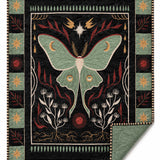 Moonlit Luna Moth Mystic Garden Quilted Blanket