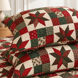Christmas Star Patchwork Quilted 3-Piece Bedding Set