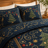 Winter Wonderland Pines Quilted Bedding Set
