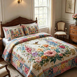H.PAI Blossom Fields 3-Piece Quilted Bedding Set