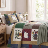 Sheep Farmhouse Folk Patchwork Quilted 3-Piece Bedding Set