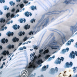 Blue & Ivory Geometric Patchwork Quilted 3-Piece Bedding Set