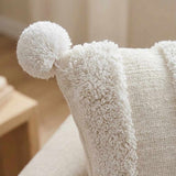 Cream Tufted Pom Pom Throw Pillow Cover