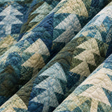 Rustic Pine Forest Blue Green Patchwork Quilted 3-Piece Bedding Set