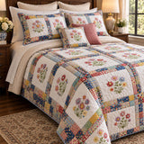Wildflower Cottage Patchwork Quilted 3-Piece Bedding Set