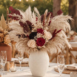 Burgundy Ivory Rose Pampas Preserved Bouquet