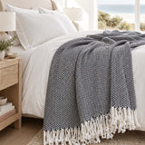 Classic Herringbone Cotton Throw Blanket